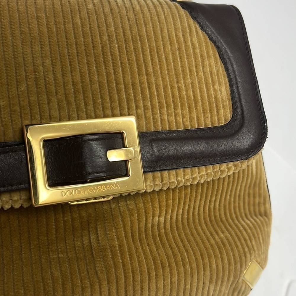 Dolce & Gabbana Vintage Corduroy Leather Handbag Crossbody Chain - Picture 12 of 16